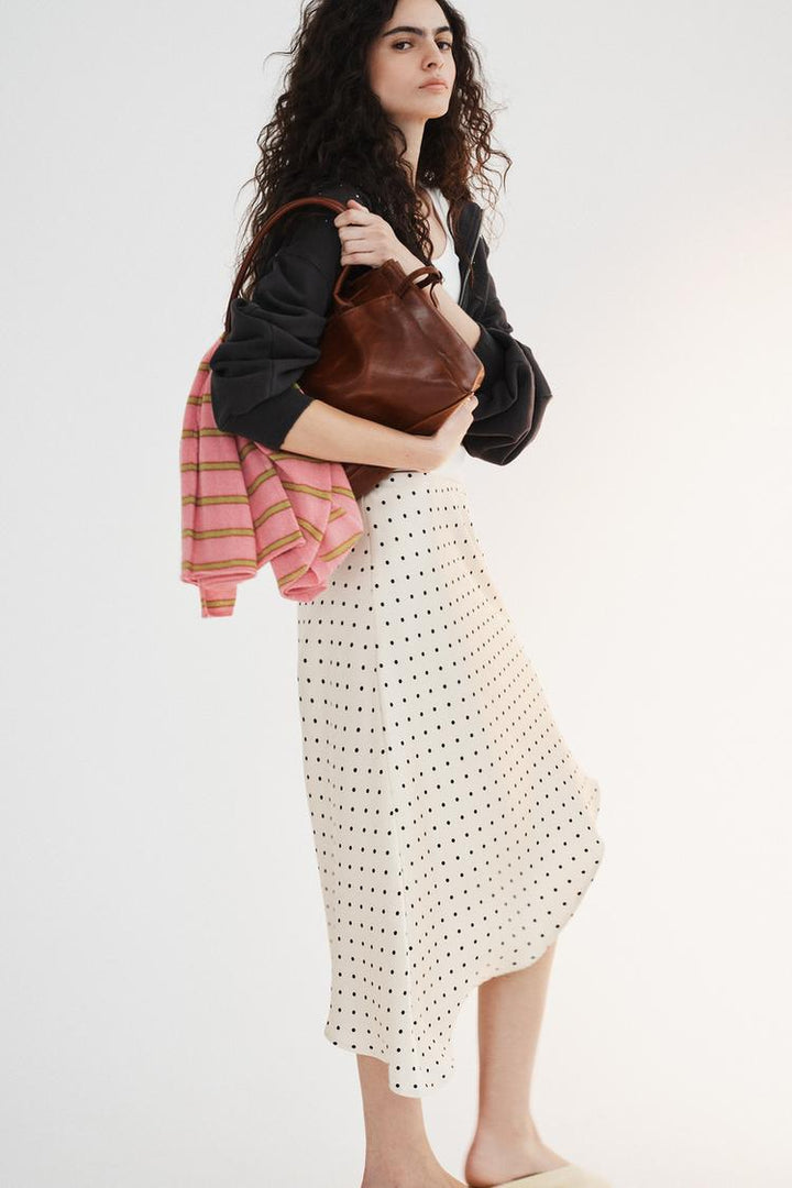 Elena Polka Asymmetric Midi Skirt