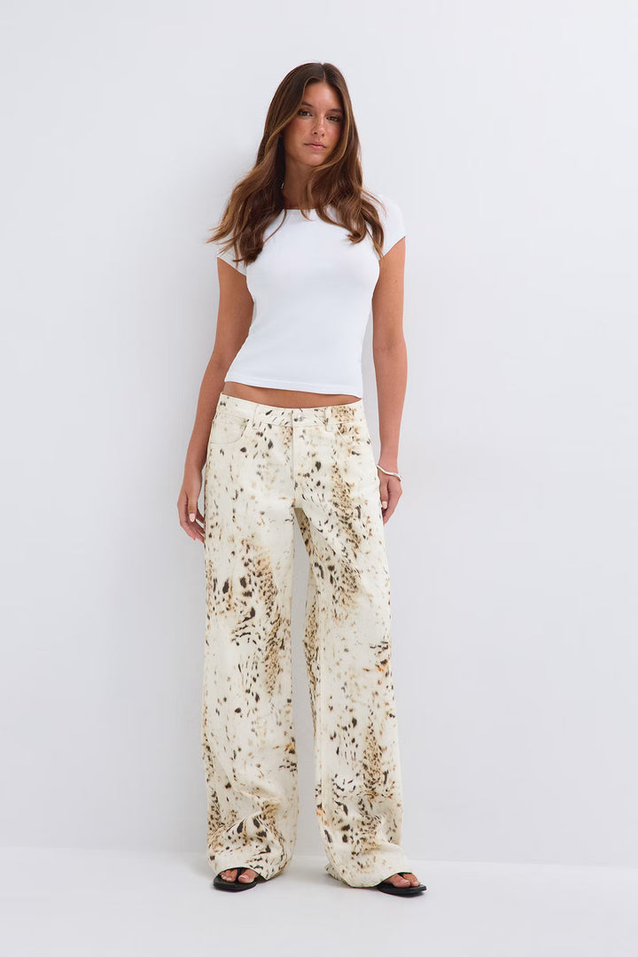 Leopard Straight-Leg Jeans