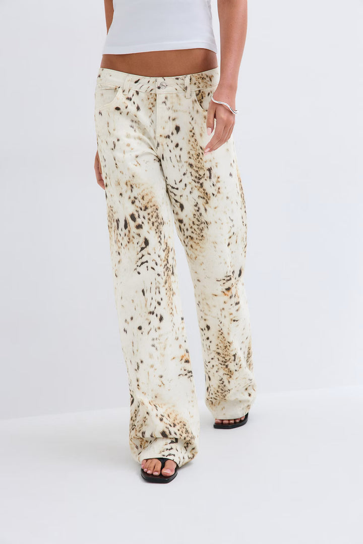 Leopard Straight-Leg Jeans