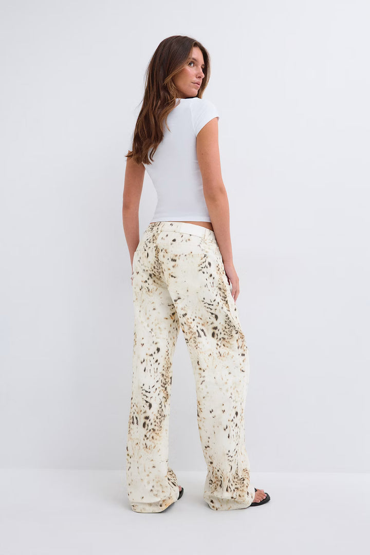 Leopard Straight-Leg Jeans