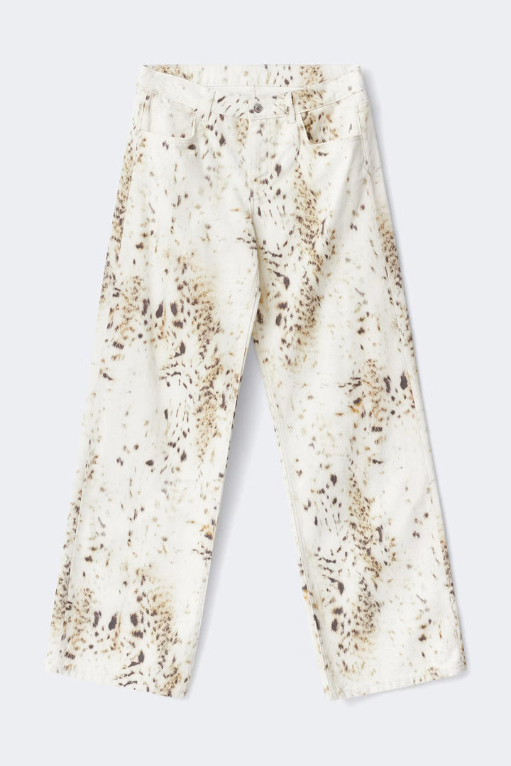 Leopard Straight-Leg Jeans