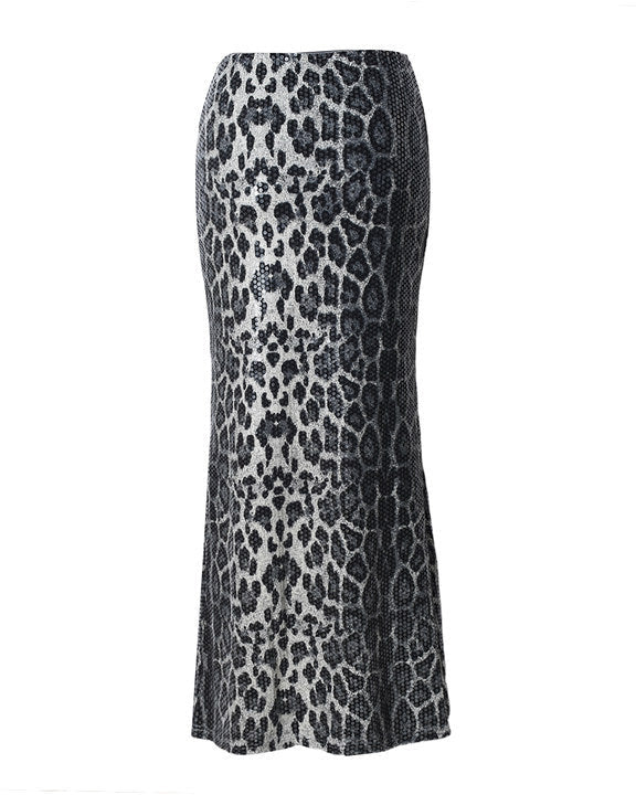 Léonie Leopard Sequin Maxi Skirt