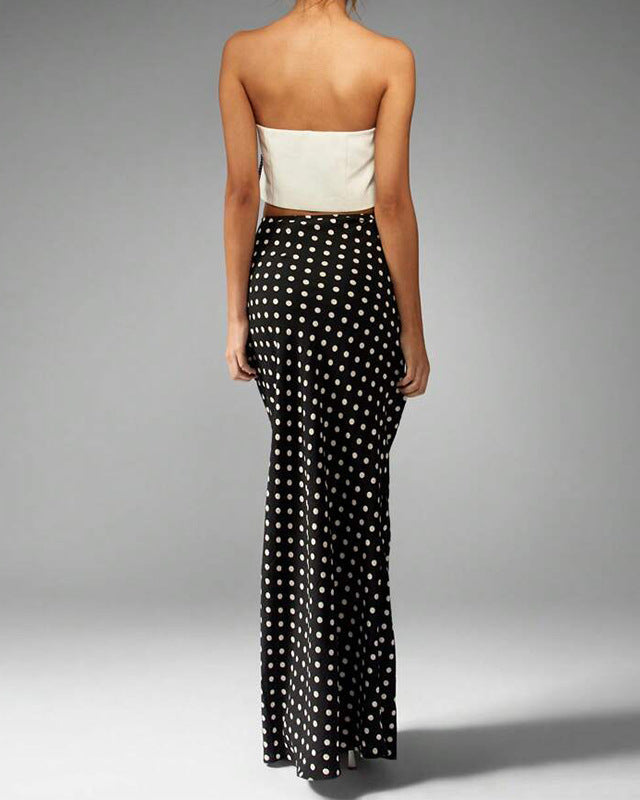 Elena Polka Silhouette Maxi Skirt
