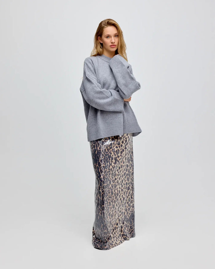Léonie Leopard Sequin Maxi Skirt