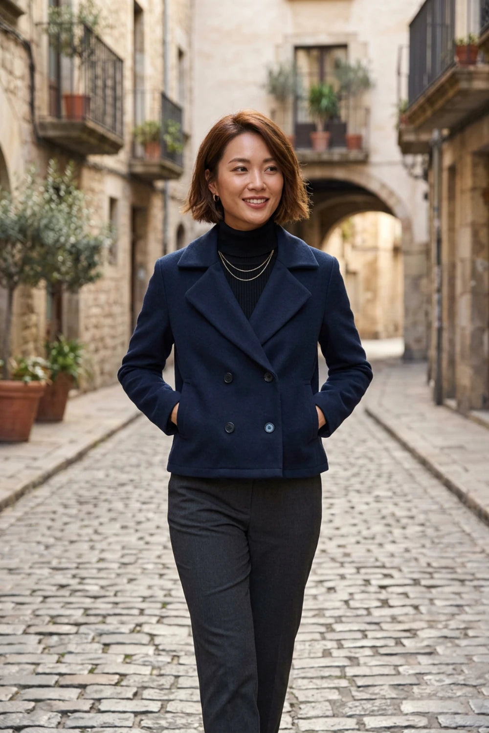 Navy Double-Breasted Jacket