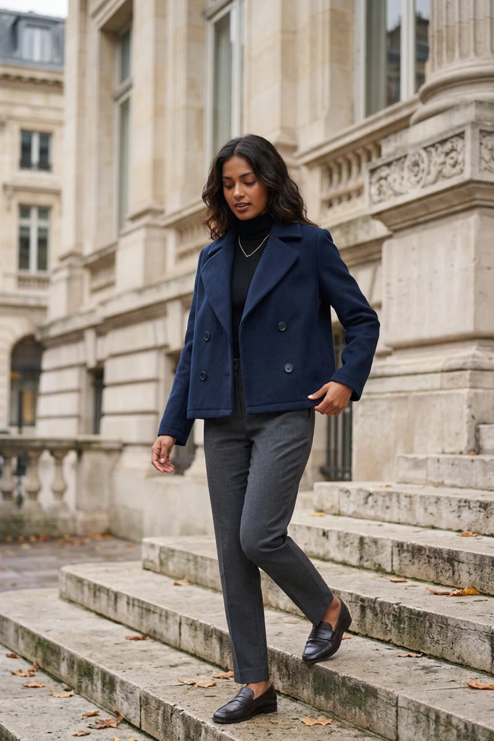 Navy Double-Breasted Jacket