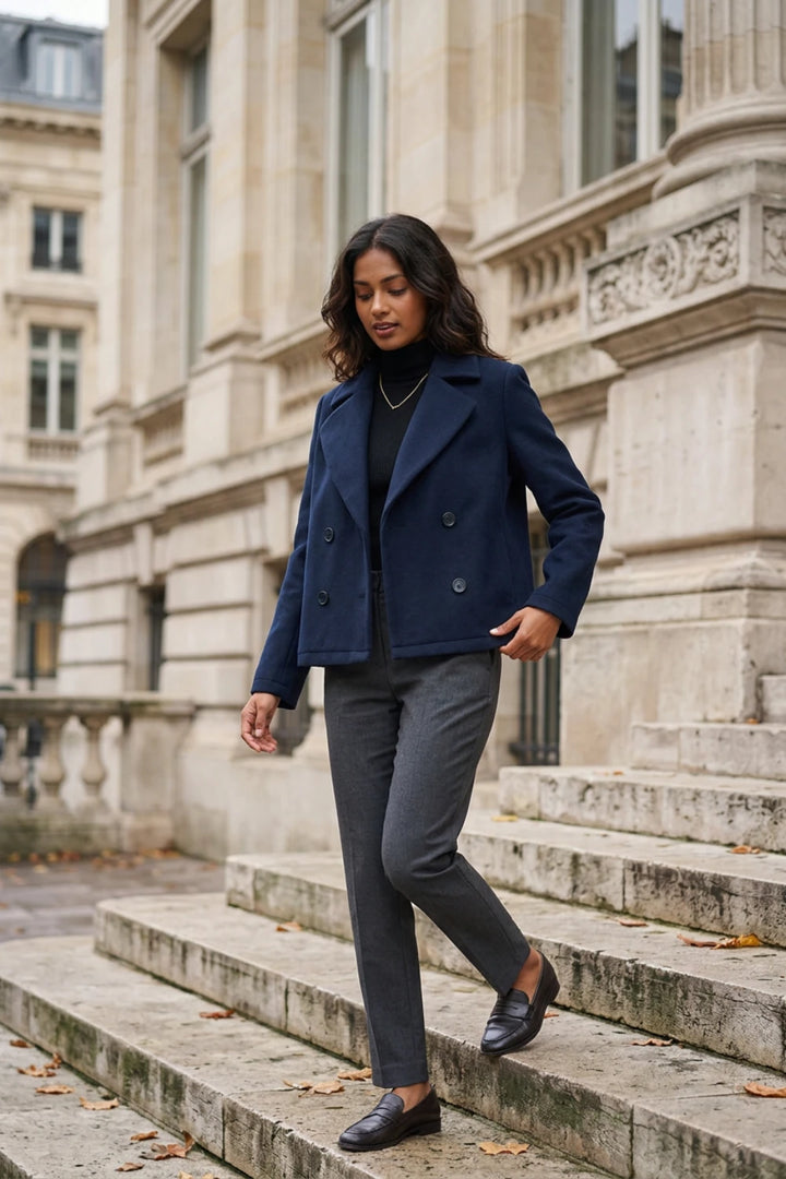 Navy Double-Breasted Jacket