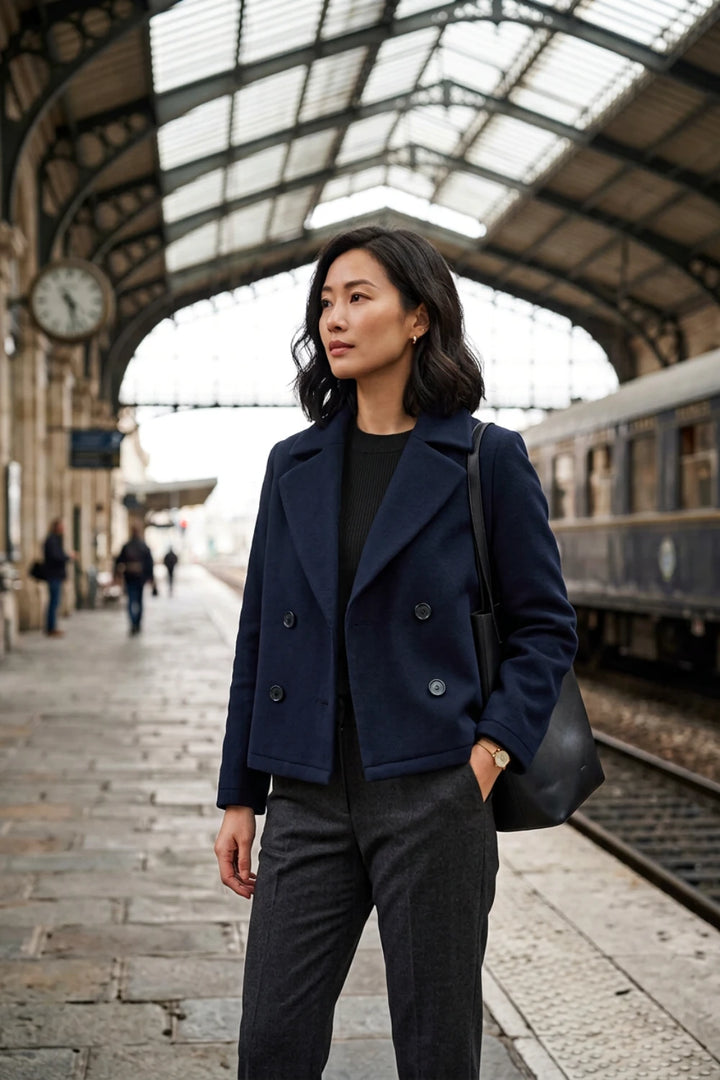 Navy Double-Breasted Jacket