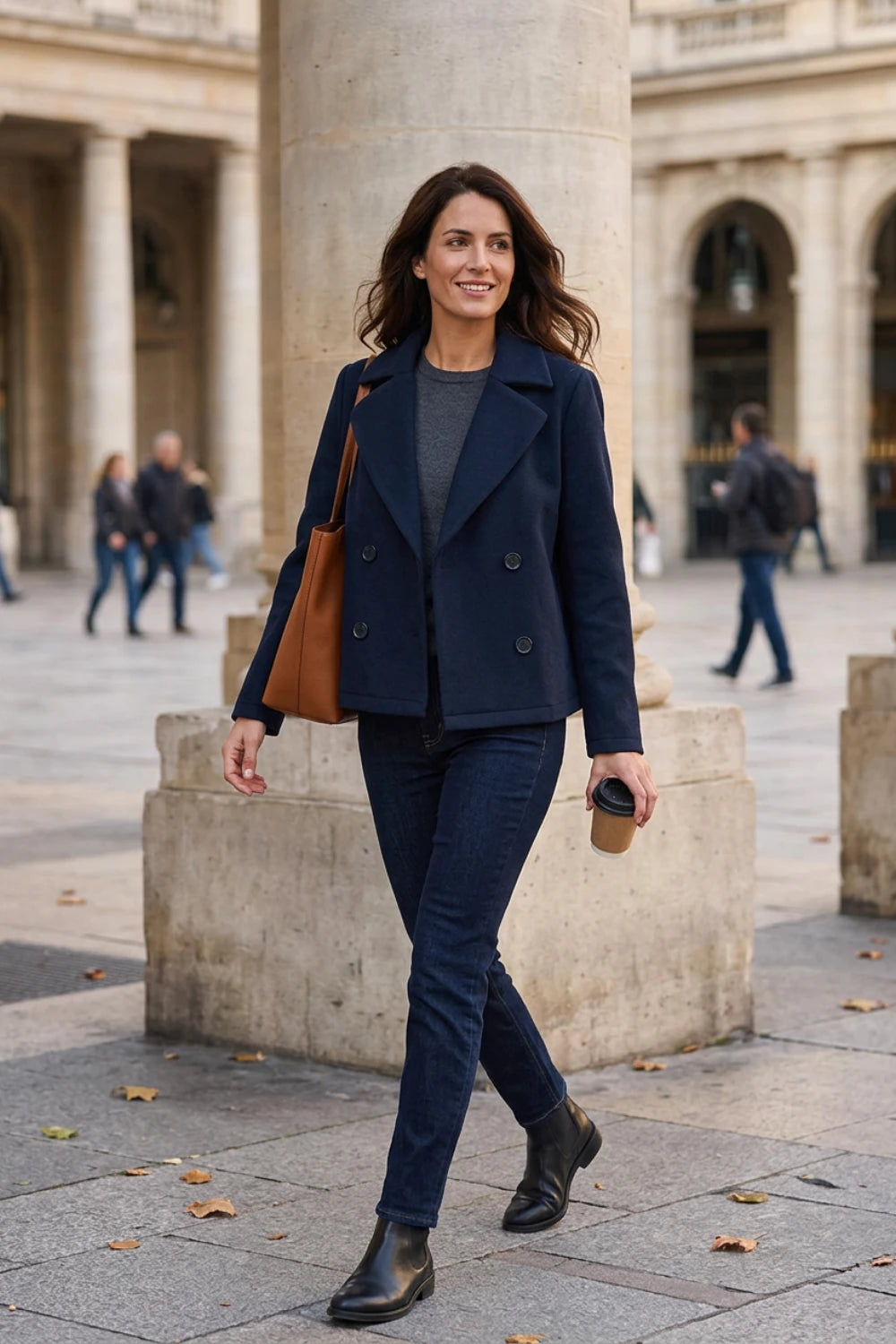 Navy Double-Breasted Jacket