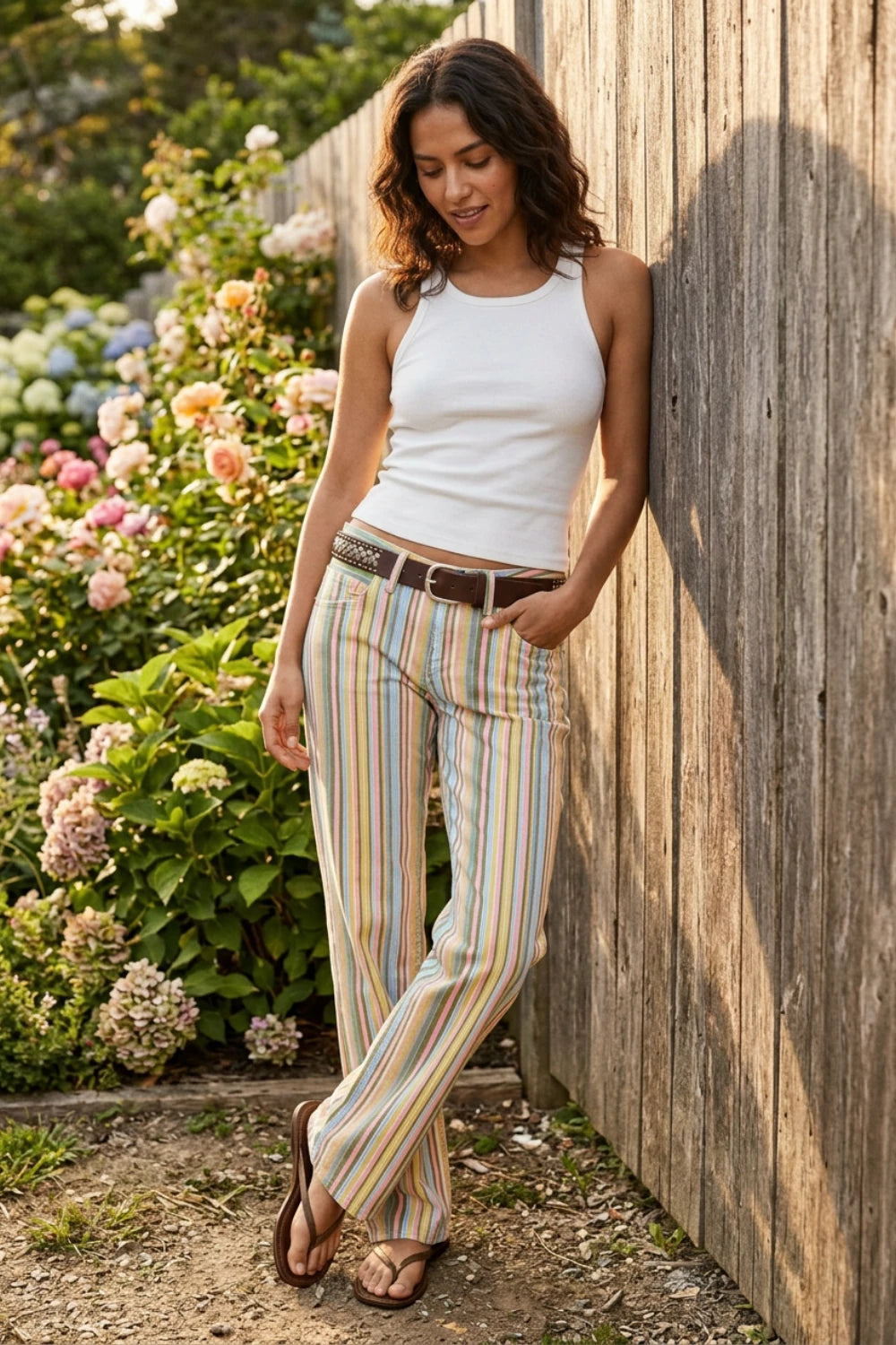 Striped Straight-Leg Pants