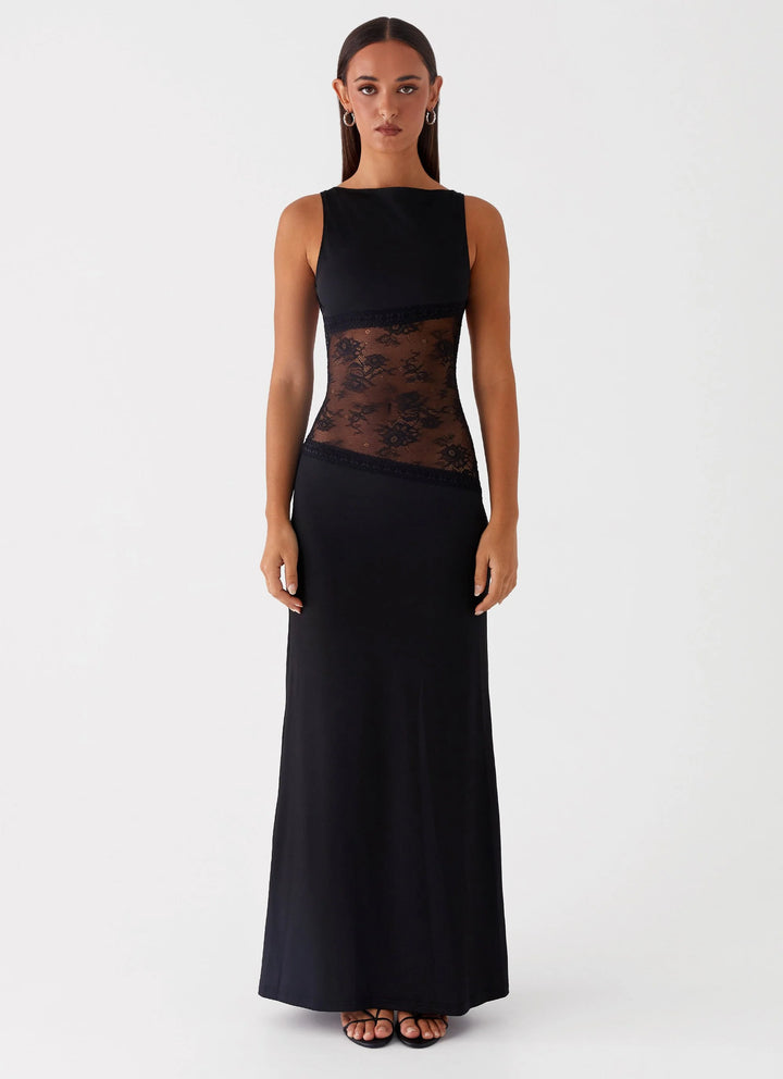 Nocturne Lace Backless Maxi Dress