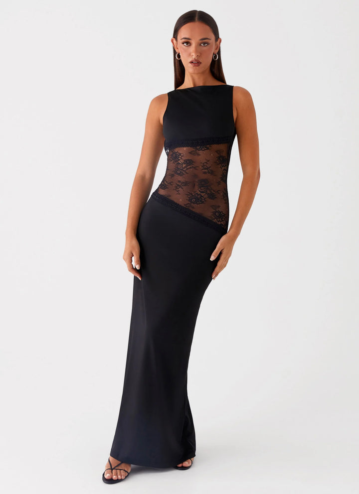 Nocturne Lace Backless Maxi Dress