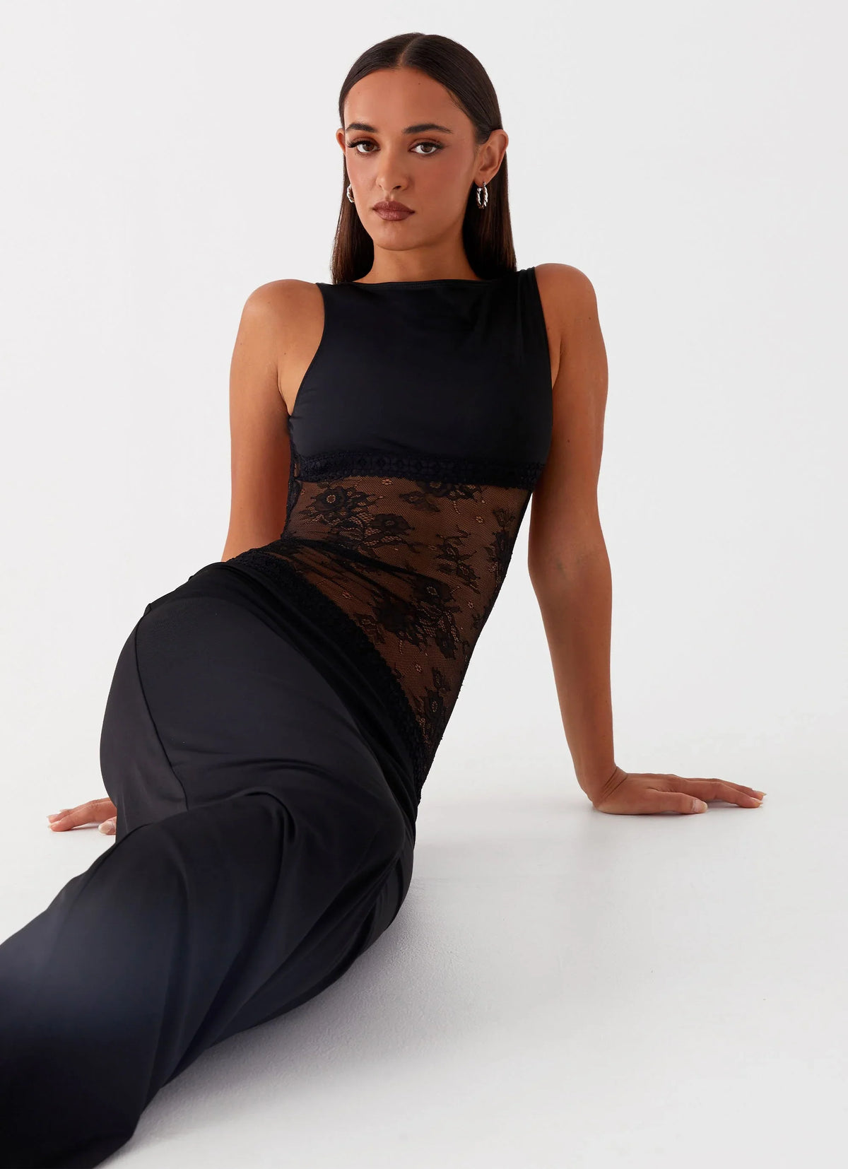 Nocturne Lace Backless Maxi Dress