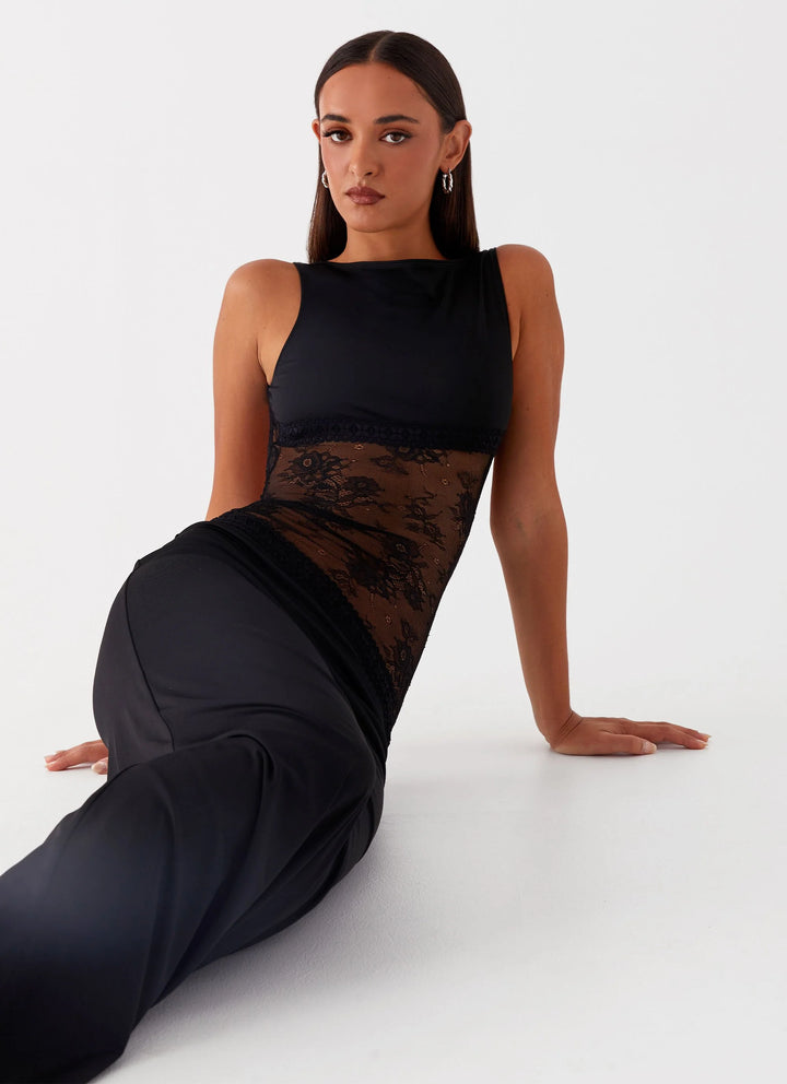 Nocturne Lace Backless Maxi Dress