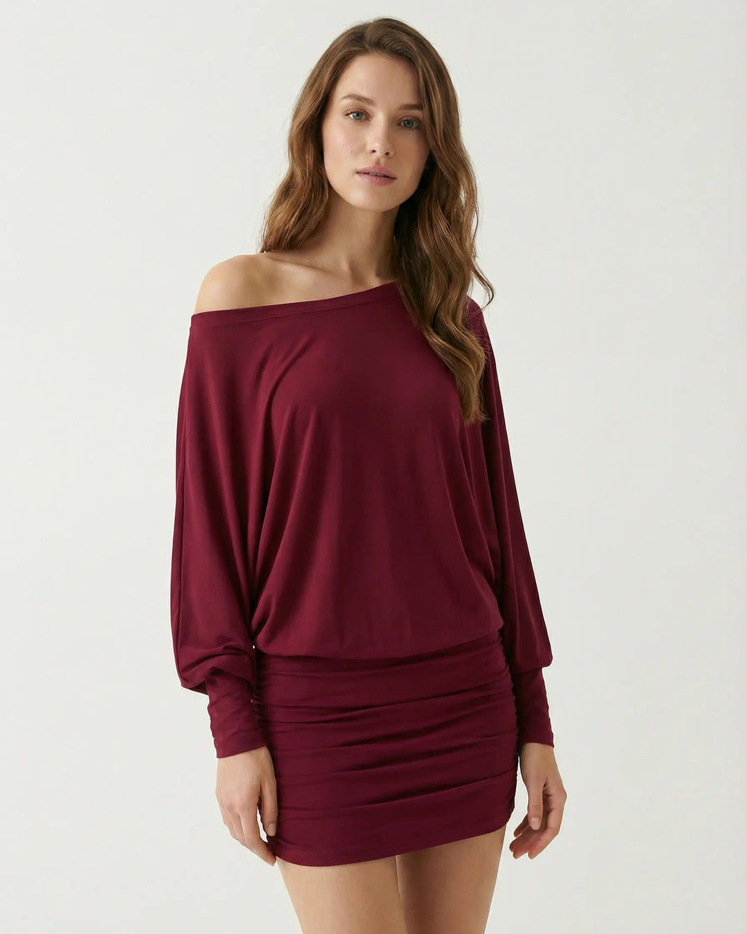 Élan Draped Off-Shoulder Mini Dress