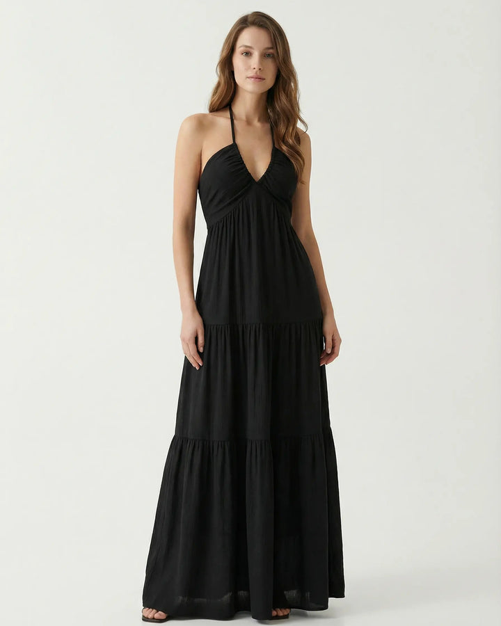 Seraphine Backless Halter Maxi Dress