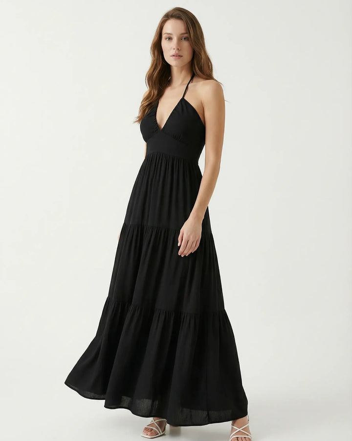 Seraphine Backless Halter Maxi Dress