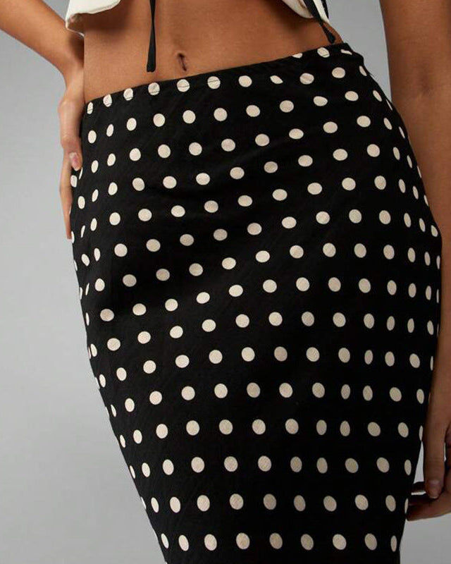 Elena Polka Silhouette Maxi Skirt