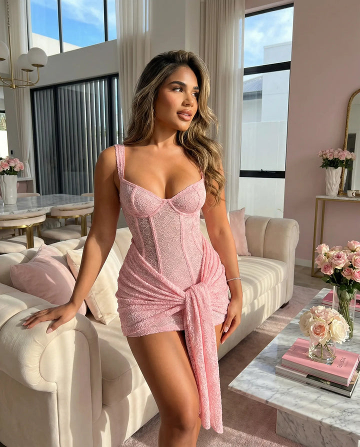 Elena Lace Cinch Mini Dress