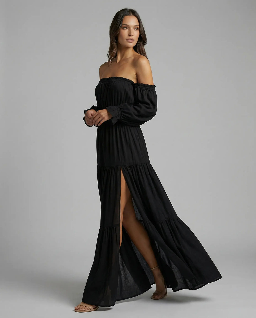 Moonfall Layered Slit Maxi Dress