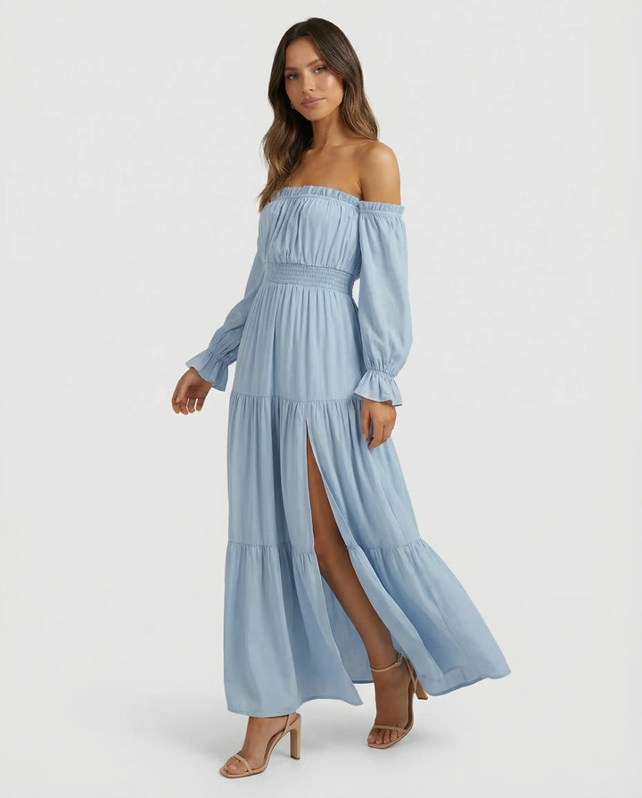 Moonfall Layered Slit Maxi Dress