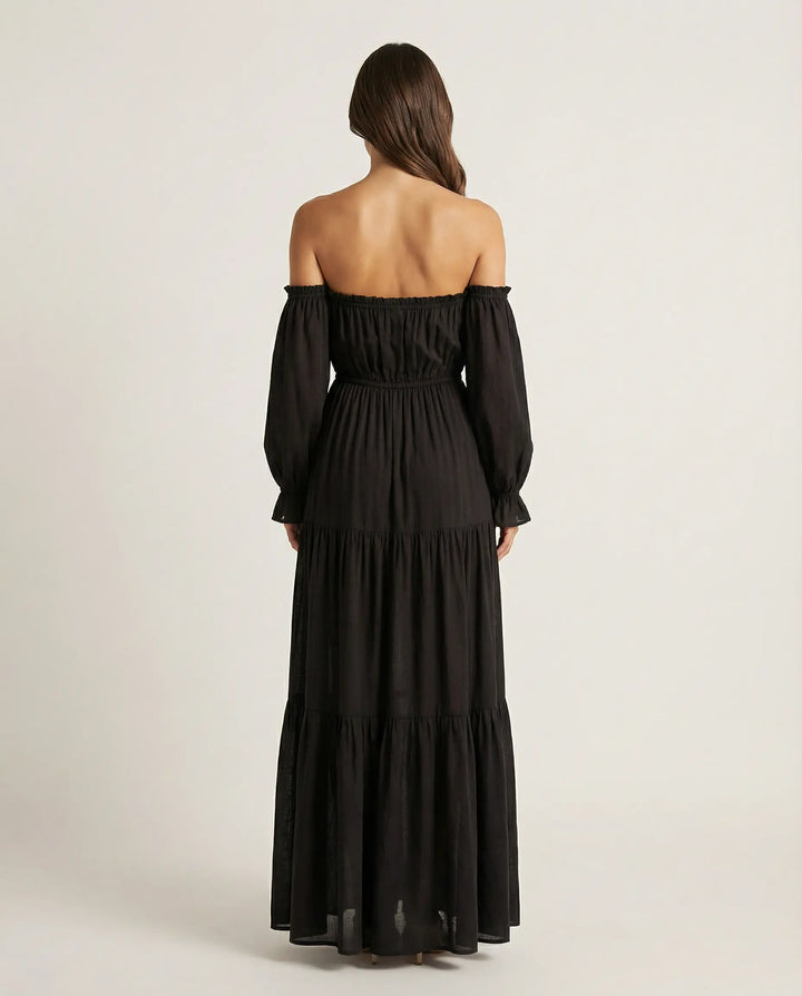 Moonfall Layered Slit Maxi Dress