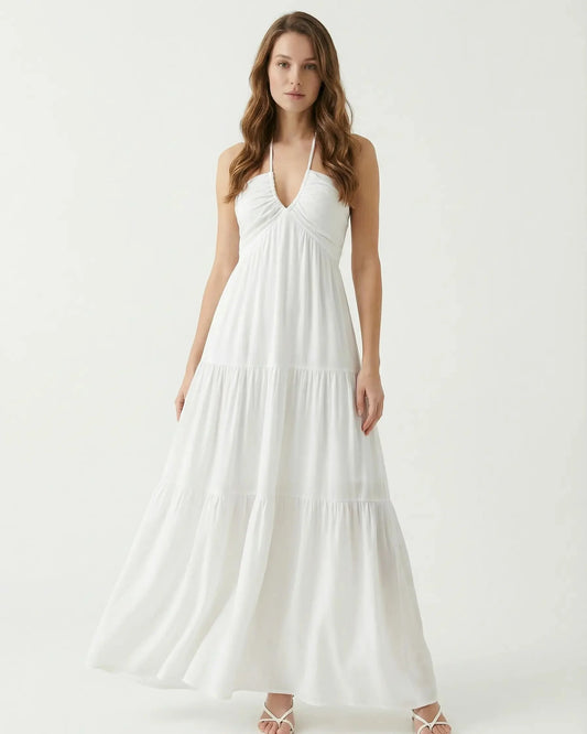 Seraphine Backless Halter Maxi Dress