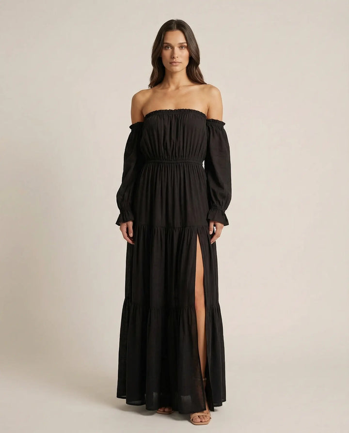 Moonfall Layered Slit Maxi Dress