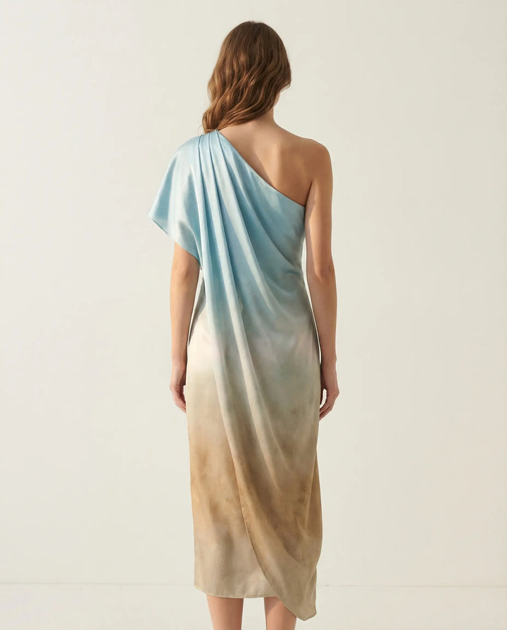 Amara Satin Floral One-Shoulder Dress