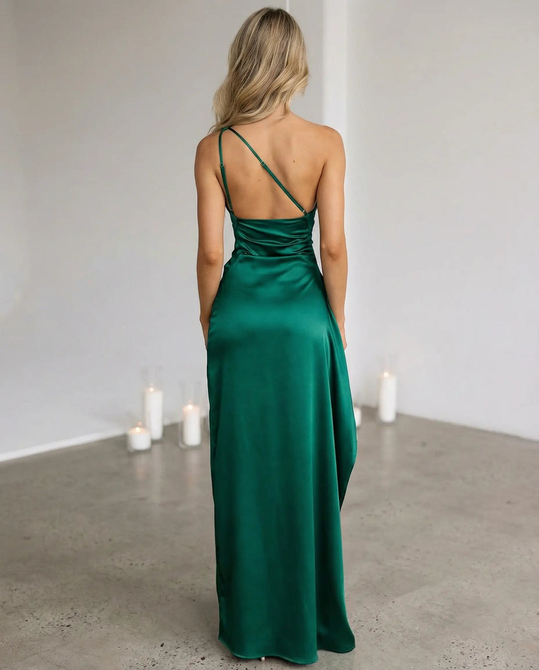 Satin Allure One-Shoulder Maxi Dress