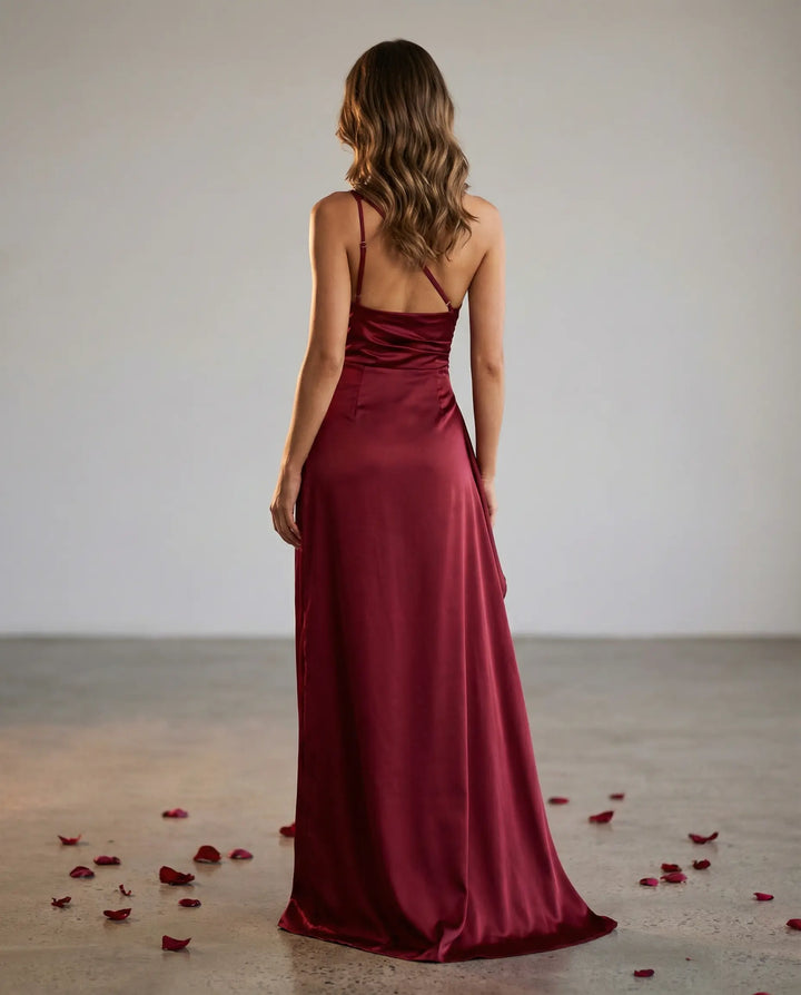 Satin Allure One-Shoulder Maxi Dress