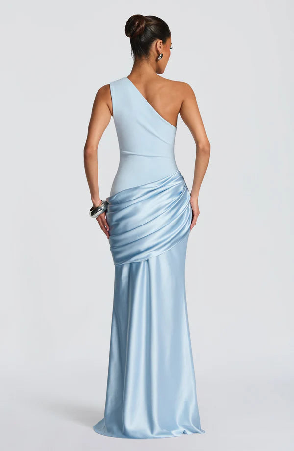 Azure Grace One-Shoulder Maxi Dress