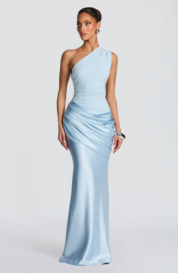 Azure Grace One-Shoulder Maxi Dress